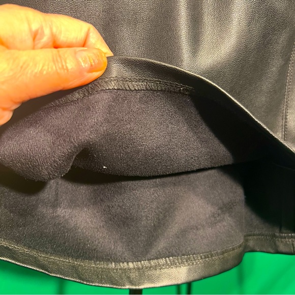 Size6, Philosophy, Leather Black Skirt Two Front Pockets with Silver Beads Decor - Picture 5 of 10